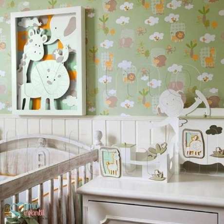 34. Quarto de bebê com papel de parede com tema de safári 34. Quarto de bebê com papel de parede com tema de safári