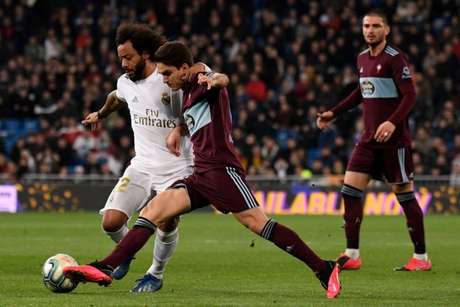 Marcelo foi titular do Real Madrid neste domingo (foto: AFP) Marcelo foi titular do Real Madrid neste domingo (foto: AFP)