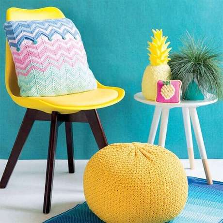 53. O crochê tunisiano pode fazer parte de diferentes objetos decorativos. Fonte: Pinterest 53. O crochê tunisiano pode fazer parte de diferentes objetos decorativos. Fonte: Pinterest