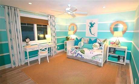 8. Forme uma linda composição em tons de azul na decoração do quarto infantil. Fonte: Pinterest