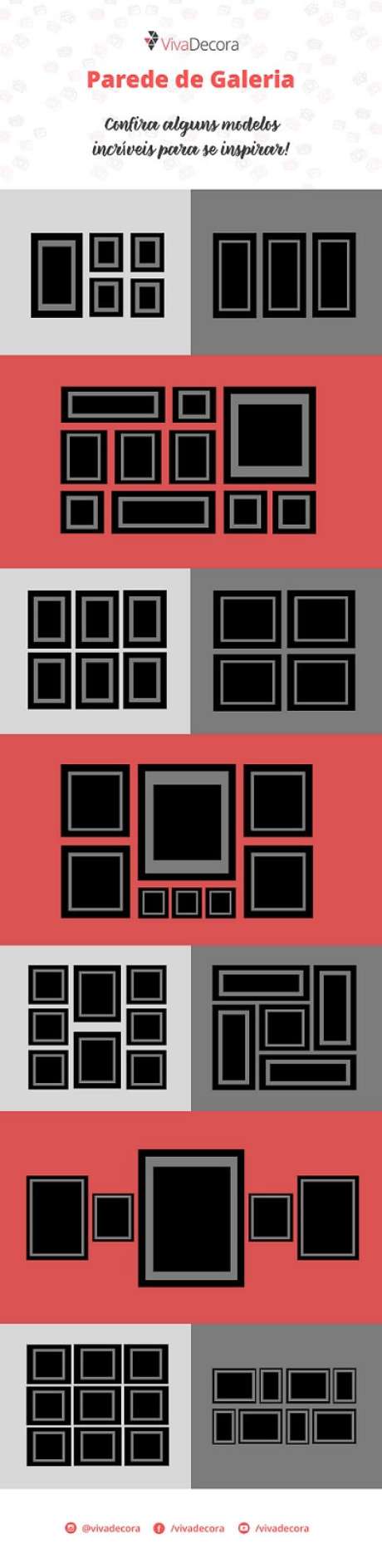 8. Inspire-se no nosso infográfico e aprenda a fazer uma decoração de sala com parede de galeria 8. Inspire-se no nosso infográfico e aprenda a fazer uma decoração de sala com parede de galeria