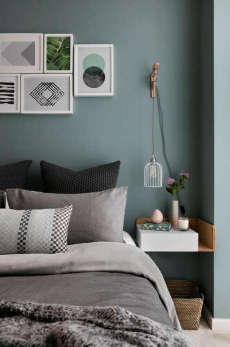 56. Quarto de casal verde e azul – Via: Pinterest 56. Quarto de casal verde e azul – Via: Pinterest