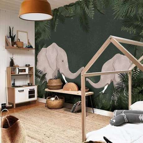 22. Quarto menino verde com tema da floresta – Via: Pinterest 22. Quarto menino verde com tema da floresta – Via: Pinterest