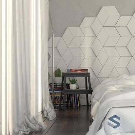 53. Renove seu dormitório utilizando cerâmica na parede. Fonte: Pinterest 53. Renove seu dormitório utilizando cerâmica na parede. Fonte: Pinterest