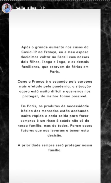 Esposa de Thiago Silva confirma retorno ao Brasil (Foto: Reprodução) Esposa de Thiago Silva confirma retorno ao Brasil (Foto: Reprodução)