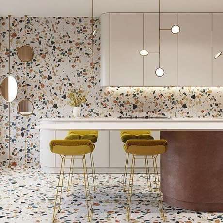 36. Que tal investir em banquetas coloridas para sua cozinha? – Via: Pinterest 36. Que tal investir em banquetas coloridas para sua cozinha? – Via: Pinterest