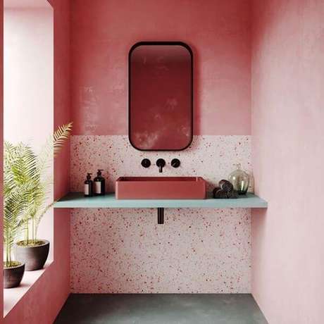40. Granilite cor de rosa para banheiro – Via: Pinterest 40. Granilite cor de rosa para banheiro – Via: Pinterest