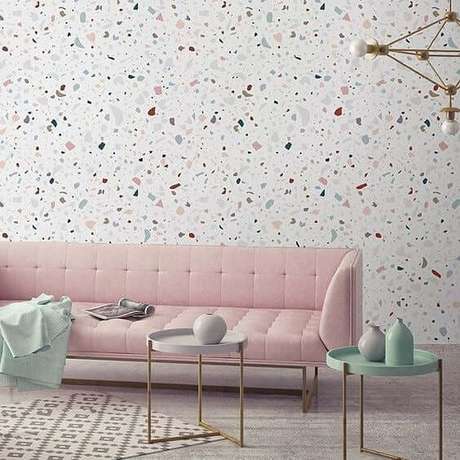 45. Sala rosa e verde, super moderna – Via: Pinterest 45. Sala rosa e verde, super moderna – Via: Pinterest
