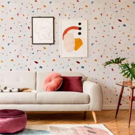 49. Sala colorida e moderna – Via: Papel Decor 49. Sala colorida e moderna – Via: Papel Decor