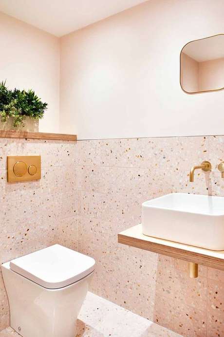 16. Revestimento granilite para banheiro cor de rosa – Via: Projetos Criativos 16. Revestimento granilite para banheiro cor de rosa – Via: Projetos Criativos