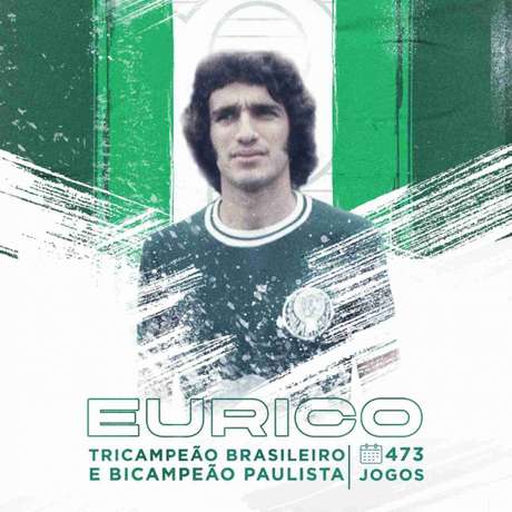 O lateral-direito Eurico ganhou três Campeonatos Brasileiros e dois Paulistas pelo Palmeiras (Reprodução/Twitter) O lateral-direito Eurico ganhou três Campeonatos Brasileiros e dois Paulistas pelo Palmeiras (Reprodução/Twitter)