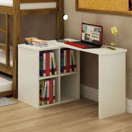 38. Alguns modelos de escrivaninha de canto pequena também vem com espaço para organizar livros 38. Alguns modelos de escrivaninha de canto pequena também vem com espaço para organizar livros