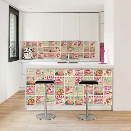 52. Adesivo estampado é uma das opções para uma decoração vintage – Foto: Via Pinterest 52. Adesivo estampado é uma das opções para uma decoração vintage – Foto: Via Pinterest