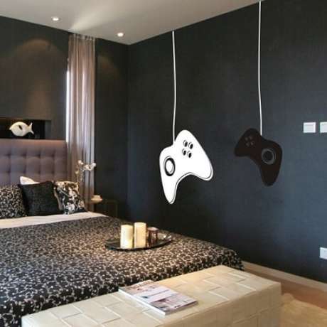 53. Quarto gamer de casal com adesivo de parede de controles 53. Quarto gamer de casal com adesivo de parede de controles