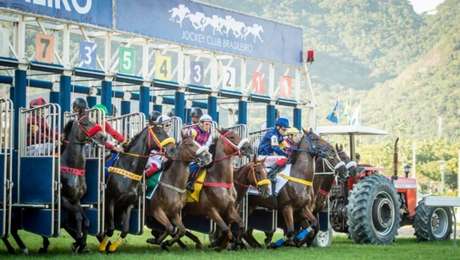 Horse race at the Gávea Racecourse, of the Jockey Club Brasileiro, in Rio de Janeiro.