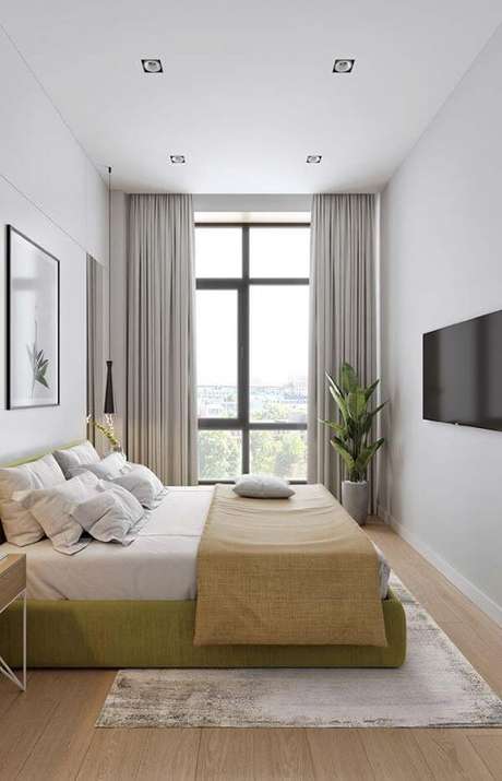 25. Quarto clean com cortineiro de gesso embutido – Via: Pinterest 25. Quarto clean com cortineiro de gesso embutido – Via: Pinterest