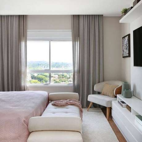 32. Cortineiro de gesso cinza no quarto moderno – Via: Tua Casa 32. Cortineiro de gesso cinza no quarto moderno – Via: Tua Casa
