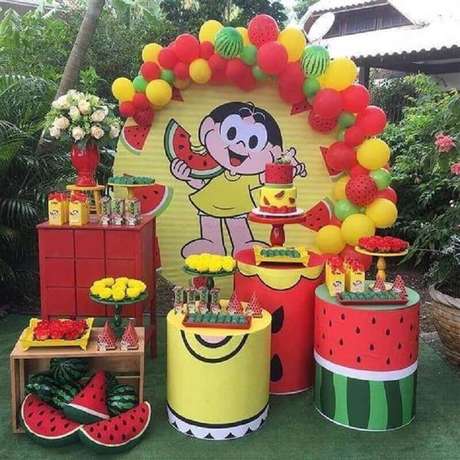 15. Festa da Magali como temas de mesversário – Foto: Pinterest 15. Festa da Magali como temas de mesversário – Foto: Pinterest