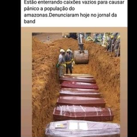Em publicação de informação falsa no Facebook, homem afirmou que caixões são enterrados vazios Em publicação de informação falsa no Facebook, homem afirmou que caixões são enterrados vazios