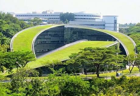 61. A Escola de Arte, Design e Comunicação da Universidade Tecnológica de Nanyang, em Cingapura adotou o telhado verde. Fonte: Pinterest