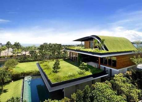 6. Casa charmosa com diferentes níveis de telhado verde. Fonte: Pinterest