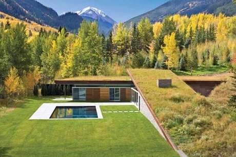 27. O telhado verde se integra perfeitamente a paisagem. Fonte: Pinterest