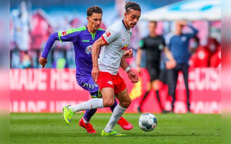 Poulsen, do RB Leipzig, foi o responsável pelo gol de empate do time da casa (Foto: Jan Woitas / AFP) Poulsen, do RB Leipzig, foi o responsável pelo gol de empate do time da casa (Foto: Jan Woitas / AFP)