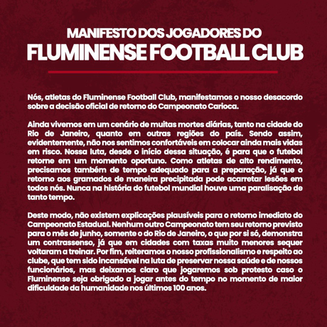 Texto assinado pelos jogadores do Fluminense (Foto: Reprodução) Texto assinado pelos jogadores do Fluminense (Foto: Reprodução)