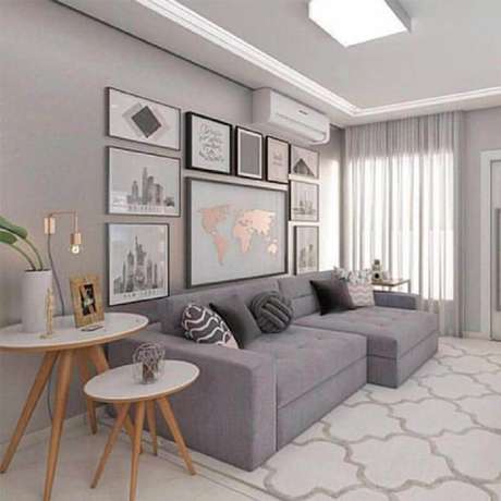 42. Quadro de parede para sala de estar cinza com estilo moderno – Foto: Pinterest 42. Quadro de parede para sala de estar cinza com estilo moderno – Foto: Pinterest