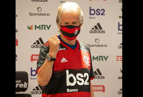 Jesus comemora, em dia da renovação de seu contrato com o Flamengo (Foto: Alexandre Vidal / CRF) Jesus comemora, em dia da renovação de seu contrato com o Flamengo (Foto: Alexandre Vidal / CRF)
