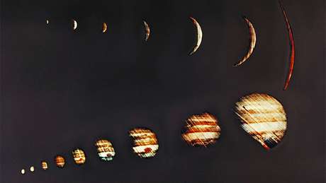Em 4 de dezembro de 1973, a sonda Pioneer 10 da Nasa enviou imagens de Júpiter de alta resolução Em 4 de dezembro de 1973, a sonda Pioneer 10 da Nasa enviou imagens de Júpiter de alta resolução
