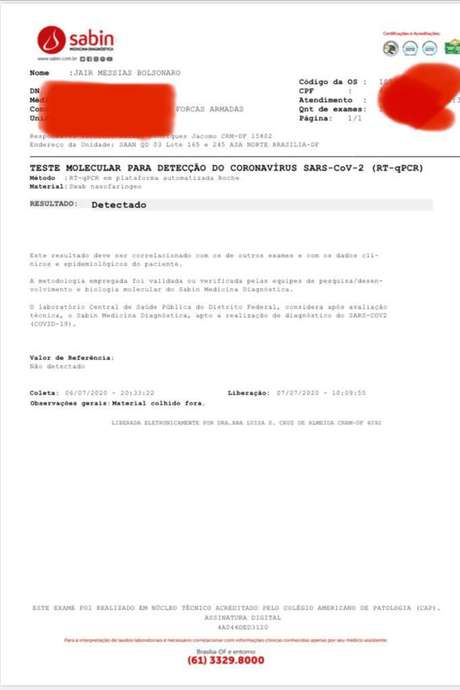 Exame do presidente Jair Bolsonaro Exame do presidente Jair Bolsonaro