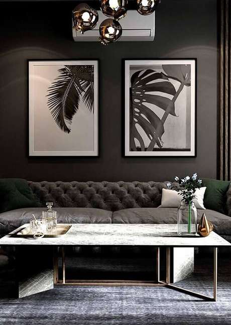 29. Quadros para decoração de sala preta – Foto: Home Fashion Trend