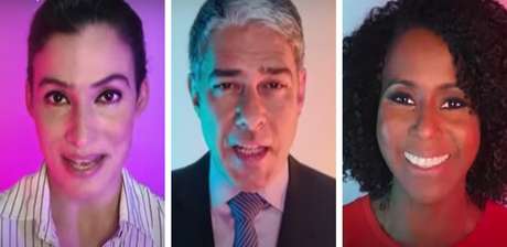 Renata Vasconcellos, William Bonner e Maju Coutinho na campanha: refor&ccedil;o &agrave; lideran&ccedil;a do canal entre as TVs brasileiras