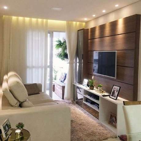 3. Móveis para sala pequena decorada em cores neutras – Foto: Dcore Você 3. Móveis para sala pequena decorada em cores neutras – Foto: Dcore Você