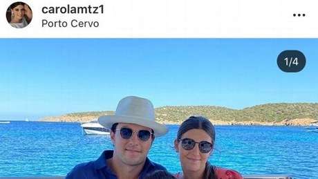 Pérez posa ao lado da esposa na Itália. Publicação foi deletada 