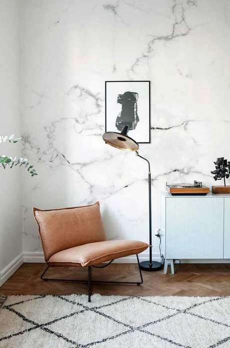 72. Sala de estar com efeito marmorato – Via: Pinterest 72. Sala de estar com efeito marmorato – Via: Pinterest