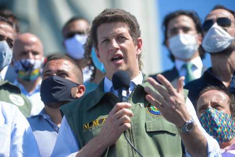 O ministro do Meio Ambiente, Ricardo Salles, participa da cerimnia de reabertura do monumento Cristo Redentor