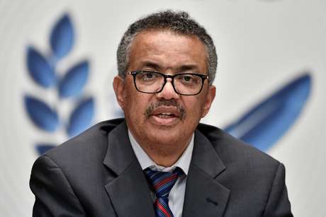 Diretor-geral da OMS, Tedros Adhanom Gebreyesus durante entrevista coletiva em Genebra 03/07/2020 Fabrice Coffrini/Pool via REUTERS