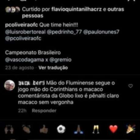 Paulo César Oliveira vítima de comentário racista no Instagram (Foto: Reprodução) Paulo César Oliveira vítima de comentário racista no Instagram (Foto: Reprodução)