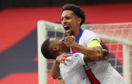 Marquinhos fechou o placar na vitória contra o Nice (Valery HACHE / AFP) Marquinhos fechou o placar na vitória contra o Nice (Valery HACHE / AFP)