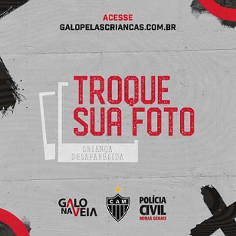 A campanha "Galo pelas Crianças Desaparecidas" é uma parceria do clube com a Polícia Civil de Minas Gerais-(Divulgação/Atlético-MG) A campanha "Galo pelas Crianças Desaparecidas" é uma parceria do clube com a Polícia Civil de Minas Gerais-(Divulgação/Atlético-MG)