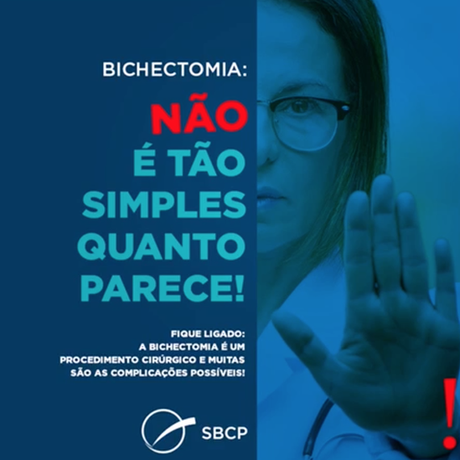 Imagem da campanha realizada no Facebook pela Sociedade Brasileira de Cirurgia Plástica em 2019 Imagem da campanha realizada no Facebook pela Sociedade Brasileira de Cirurgia Plástica em 2019