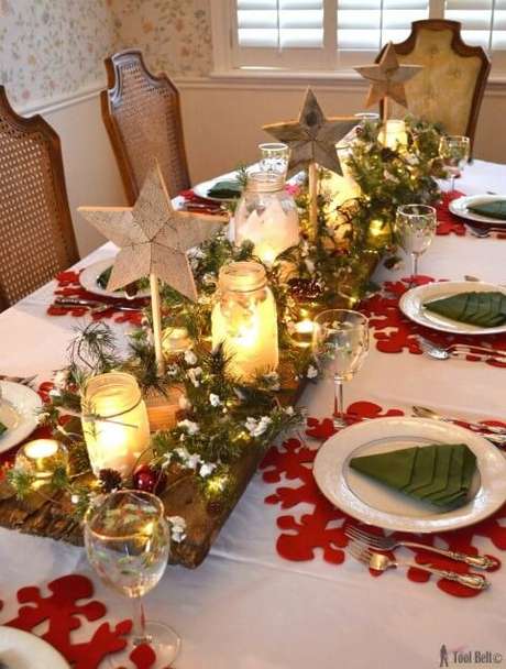 57. Enfeites de natal para mesa com estrelas – Via: Pinterest