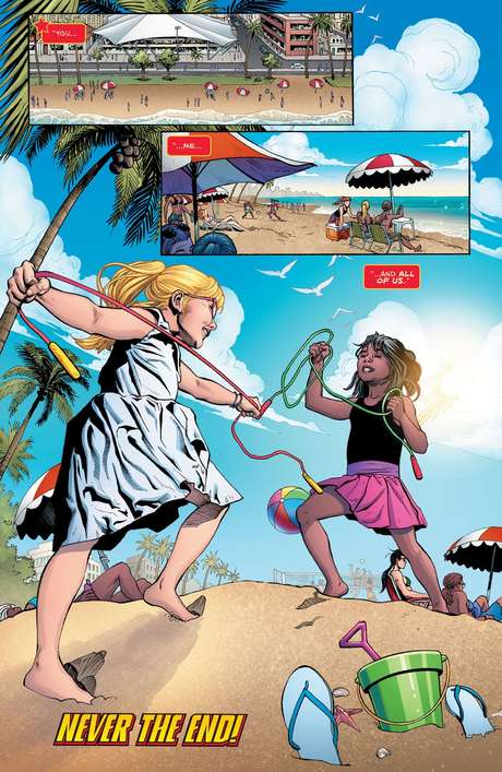 Cena final do Wonder Woman Annual #4, passado no Brasil. A suspeita geral é que a menina de preto seja a Yara Flor. E notem a tenda no alto da imagem. É claramente o Mag Shopping, em João Pessoa. Cena final do Wonder Woman Annual #4, passado no Brasil. A suspeita geral é que a menina de preto seja a Yara Flor. E notem a tenda no alto da imagem. É claramente o Mag Shopping, em João Pessoa.