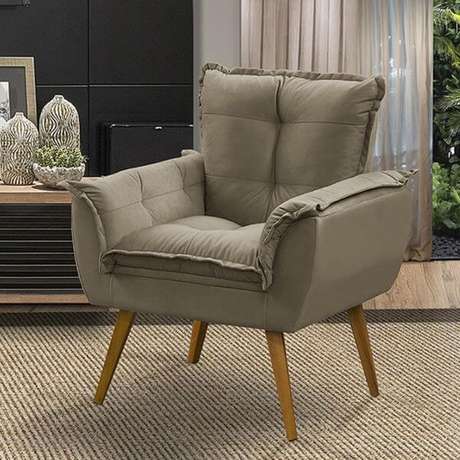 20. Poltrona opala cinza na sala de estar – Via: Pinterest 20. Poltrona opala cinza na sala de estar – Via: Pinterest