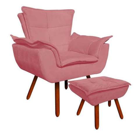 11. Poltrona rosa na decoração da sala – Via: Pinterest 11. Poltrona rosa na decoração da sala – Via: Pinterest