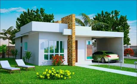 47- Na casa pequena a platibanda leva um estilo moderno a fachada. Fonte: Plantas de Casa