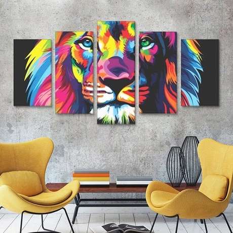 48. O clássico quadro leão colorido para decoração. Fonte: Pinterest