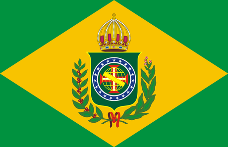 A bandeira imperial, usada de 1822 a 1889, foi inspiração para a atual bandeira nacional